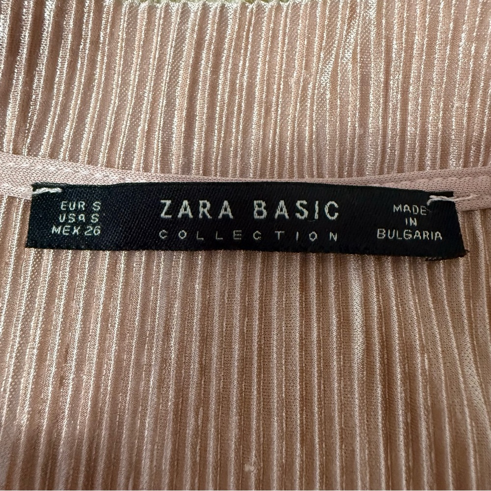 Zara Basic Satin Pleated Bomber Jacket Women’s Small Blush Pink Tracksuit Y2K - Picture 4 of 9